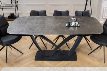 Eettafel PAPILLON 180-220-260cm marmerlook grafiet keramiek, Huis en Inrichting, Tafels | Eettafels, Ophalen of Verzenden, Nieuw