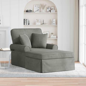 vidaXL Chaise Lounge met Rok 3 st Lichtgrijs Katoen Stof, Huis en Inrichting, Banken | Sofa's en Chaises Longues, Verzenden, Nieuw
