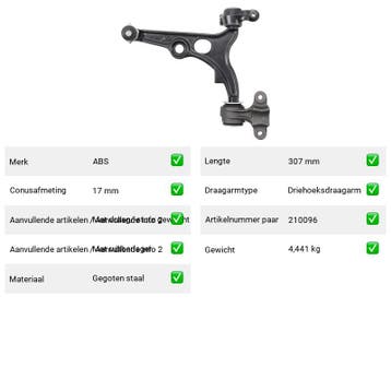 Draagarm Vooras links Buiten Onder Peugeot 806 2.0 Turbo, Verzenden, Nieuw, Peugeot