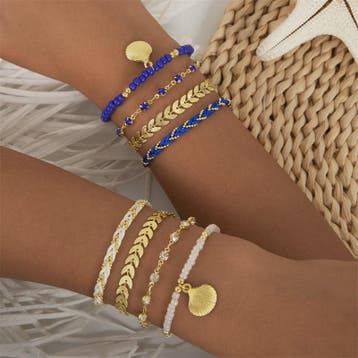 Set van 4 Bohemia Stijl Armbanden met Schelp & Zirkonia - Zo, Verzenden, Nieuw