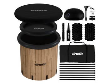 Veiling - VirtuFit ijsbad XXL 375L wood look incl. hoes, Nieuw