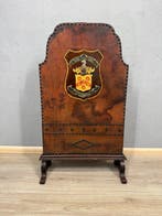 Openhaard accessoire - Hout, Leder - heraldiek haardscherm