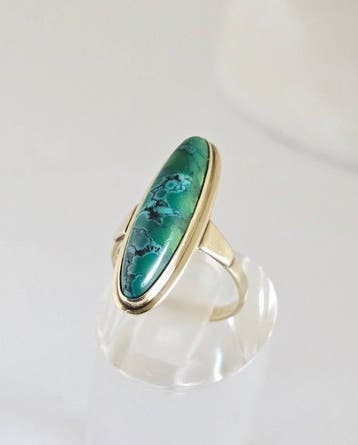 Zonder minimumprijs - Ring - 8 karaat Geel goud - Turquoise, Nieuw