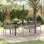 vidaXL Tuin eettafelset 5 pcs Lichtgrijs poly rattan, Tuin en Terras, Tuinsets en Loungesets, Verzenden, Nieuw, Rotan, 5 zitplaatsen