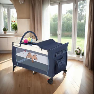Reisbed hondje 132x75x104cm met commode en tas - blauw, Kinderen en Baby's, Babywiegjes en Ledikanten, Verzenden, Nieuw