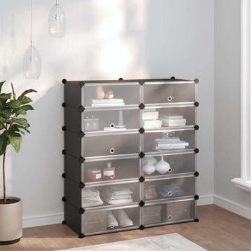 vidaXL Schoenenrek 94,5x36,5x106 cm polypropeen zwart, Verzenden, Nieuw