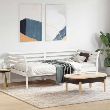 vidaXL Slaapbank zonder matras 75x190 cm massief grenenhout, Eenpersoons, Verzenden, Wit, Nieuw