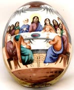 Antiek Russisch Paasporseleinen ei van het Laatste Avondmaal, Antiek en Kunst