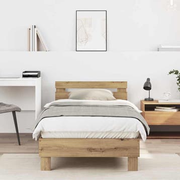 vidaXL Bedframe Artisan Eiken 203 x 95 x 70 cm Bewerkt hout, Verzenden, Nieuw, Beige, Hout