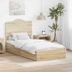 vidaXL Opslag bed met lade Sonoma Eiken 100 x 200 cm Bewerkt, Verzenden, Nieuw, Bruin, Hout