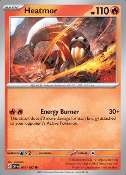 Heatmor 039/197 reverse holo Obsidian flames, Ophalen of Verzenden, Nieuw, Losse kaart, Foil