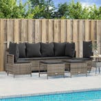 vidaXL 5-delige Loungeset met kussens poly rattan grijs, Tuin en Terras, Verzenden, Nieuw, Rotan, Loungeset