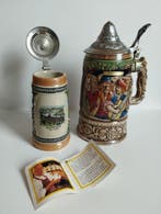 Bekerglas (2) - Aardewerk - Bierpul met muziekdoos Engelberg