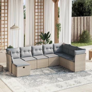 vidaXL 8-delige Loungeset met kussens poly rattan gemengd, Verzenden, Nieuw, 8 zitplaatsen, Loungeset