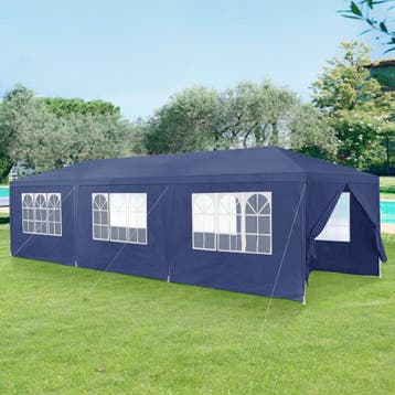 Paviljoen partytent met 8 zijwanden 9x3x2,55 m donkerblauw, Tuin en Terras, Partytenten, Verzenden, Nieuw