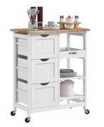 Keukentrolley met 3 Lades en Los Dienblad – Wit – 85,5 cm, Verzenden, Nieuw