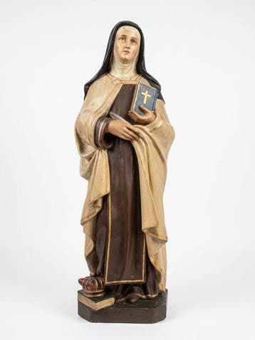 Beeld, Kerkbeeld - Theresia van Avila - 112 cm - Gips - 1880, Antiek en Kunst