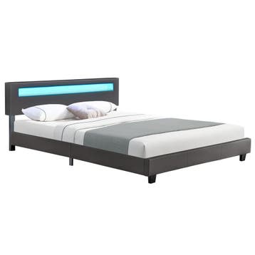 Gestoffeerd bed Paris - 180 x 200 cm - Donkergrijs - LED Ver, Verzenden, Nieuw