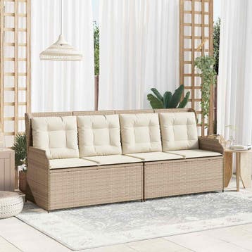vidaXL Tuinbank Zwart en Cream Wit poly rattan, Verzenden, Nieuw, Rotan