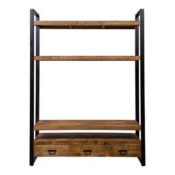 Boekenkast Mangohout Britt 150 cm, Verzenden, Nieuw, Overige houtsoorten, Industriële meubels