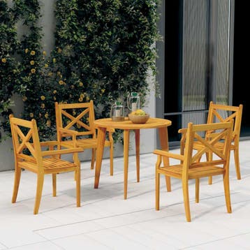 vidaXL 5-delige Tuinset massief acaciahout, Tuin en Terras, 4 zitplaatsen, Nieuw, Tuinset, Verzenden