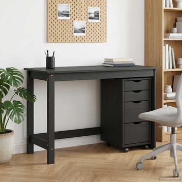 vidaXL Bureau en rollende kast set MOSS 2 st Zwart, Huis en Inrichting, Bureaus, Verzenden, Nieuw