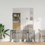 vidaXL Opvouwbaar huisdierhek 4 pcs Grijze Sonoma 201 x 38 x, Dieren en Toebehoren, Honden-accessoires, Verzenden, Nieuw