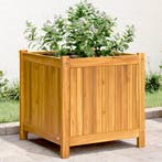 vidaXL Plantenbak met voering 50x50x50 cm massief acaciahout, Verzenden, Nieuw, Hout