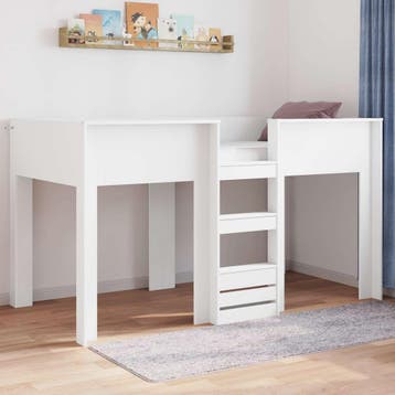 vidaXL Bunk Bed voor Kinderen Wit 90 x 200 cm Bewerkt hout, Eenpersoons, Verzenden, Wit, Nieuw