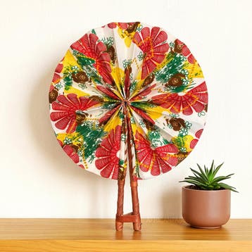 Afrikaanse handwaaier - Ankara print waaier - Wit Rood Olayi, Ophalen of Verzenden, Nieuw