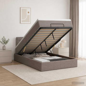 vidaXL Ottoman bed met matras met hoofdeinde Taupe 120 x 200, Verzenden, Nieuw, Twijfelaar