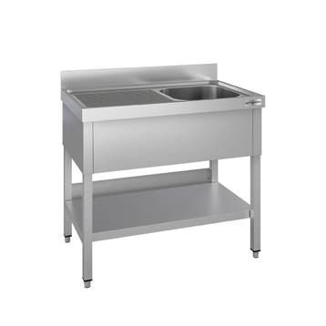 GGM Gastro | RVS spoeltafel ECO - 1200x600mm - met onderblad, Verzenden, Nieuw in verpakking, RVS Meubilair
