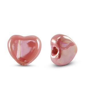 DQ Grieks keramiek kralen hart Mauve pink ca. 11x12mm (Ø2.., Ophalen of Verzenden, Nieuw, Kraal