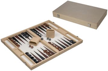 Backgammon - Beige, Groot, Kunstleer | Philos -, Hobby en Vrije tijd, Gezelschapsspellen | Bordspellen, Verzenden, Nieuw