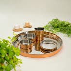 Puur koperen Thali eetgerei set met RVS binnenkant, Ophalen of Verzenden, Nieuw