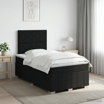 vidaXL Boxspringbed met matras met hoofdeinde Zwart 120 x, Verzenden, Nieuw, Twijfelaar, Zwart