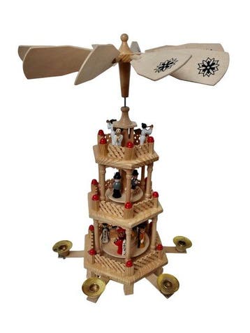 Kerstbeeldje - Draaiende kerstpyramide 3 verdiepingen - 41