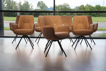 8 x Gealux Lody / Mabach eetkamerstoel draai / combi. stof, Ophalen of Verzenden, Nieuw, Stof, Vijf, Zes of meer stoelen