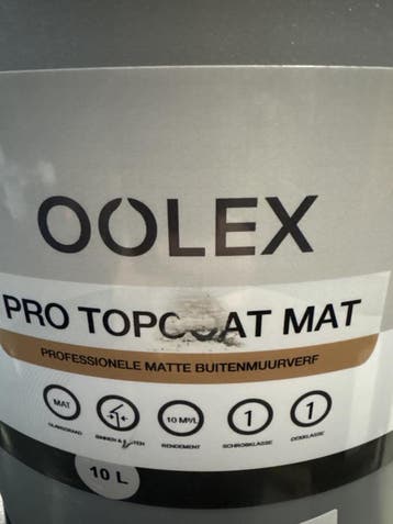 OOLEX pro topcoat mat - grijs groen - 10 liter BUITENMUUR..., Ophalen of Verzenden, Nieuw, Grijs, Verf