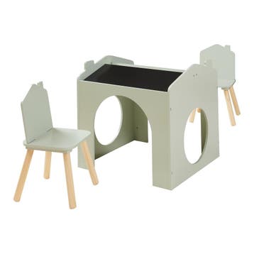 Kindertafelset Romso zitgroep met 2 stoelen mintgroen zwart, Verzenden, Nieuw