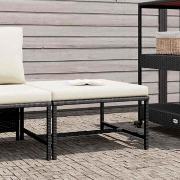 vidaXL Voetensteun sectioneel met kussen poly rattan zwart, Verzenden, Nieuw