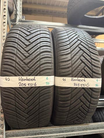 205-55-16 Hankook ALL SEASON 6mm Incl Montage 205 55 16, Auto-onderdelen, Banden en Velgen, Ophalen, Gebruikt, 16 inch, 205 mm