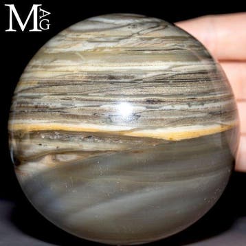Sfera in Agata Naturale – Toni Grigi, Crèmekleur en