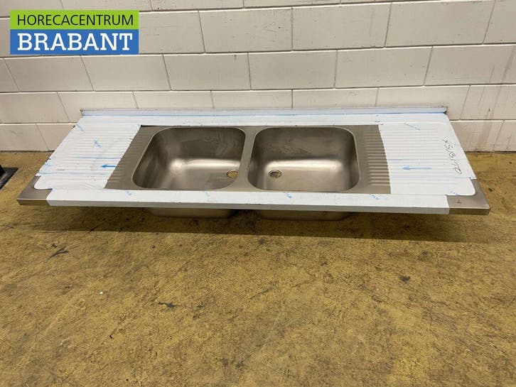 RVS Spoelblad Dubbele spoelbakken 200 x 70 cm Horeca, Zakelijke goederen, Horeca | Keukenapparatuur, Nieuw zonder verpakking, Ophalen of Verzenden