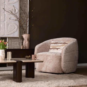Draaibare Fauteuil Yara Beige | Starfurn, Huis en Inrichting, Ophalen of Verzenden, Nieuw