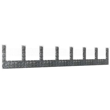 vidaXL Schanskorf U-vormig met 8 palen 860x20x150 cm ijzer, Verzenden, Nieuw, IJzer