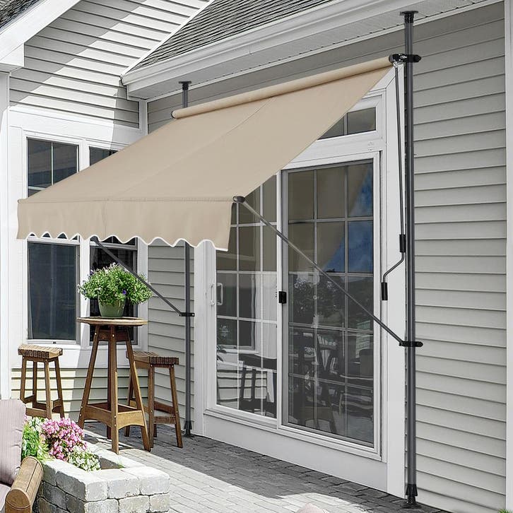 Klem zonwering luifel uitschuifbaar zandkleurig 300x120 cm, Tuin en Terras, Zonneschermen, Verzenden