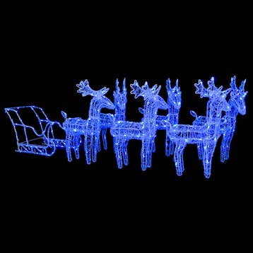 vidaXL Kerstversiering rendieren en slee 320 LEDs acryl, Diversen, Kerst, Verzenden, Nieuw