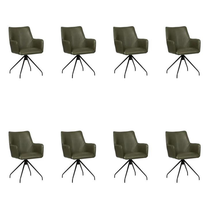 Set van 8 Leren draaibare eetkamerstoelen Wave - Granada, Huis en Inrichting, Stoelen, Vijf, Zes of meer stoelen, Nieuw, Leer