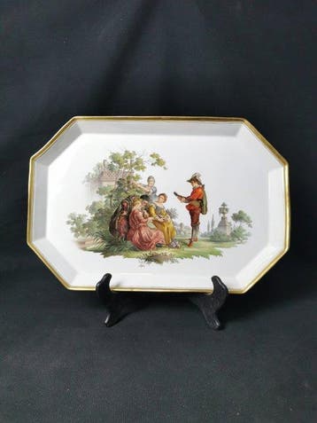 Meissen - Scena galante - Vassoio - 41x27,5cm - XX secolo -